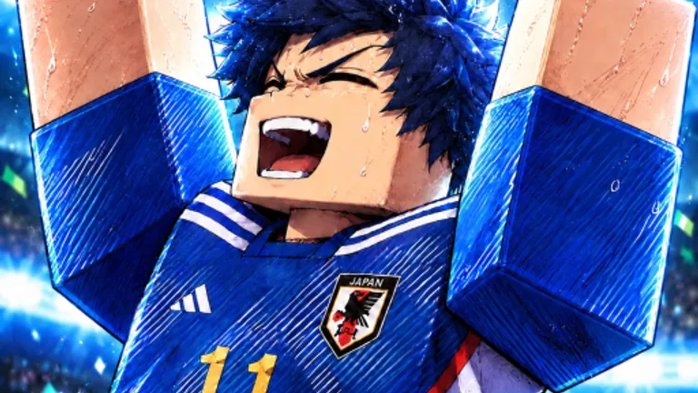 Blue Lock Career official icon, striker character art in navy kit