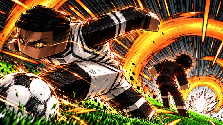 Roblox soccer players facing off before a match kickoff