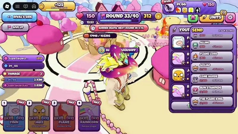 An endless Candy Kingdom Defense run with the round counter past thirty