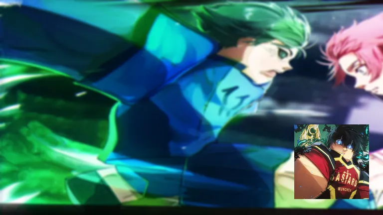 Rin close-up cropped duel panel with small game icon inset corner