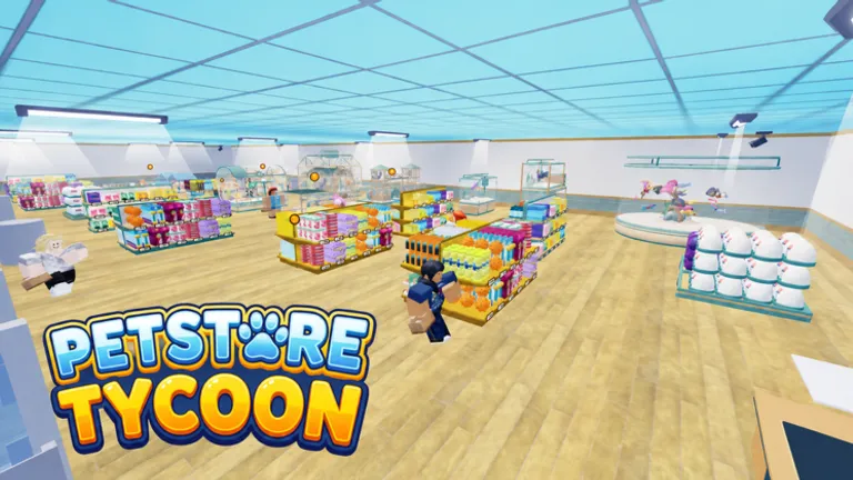 Pet Store Tycoon store checkout area with conveyor belt and shopping baskets