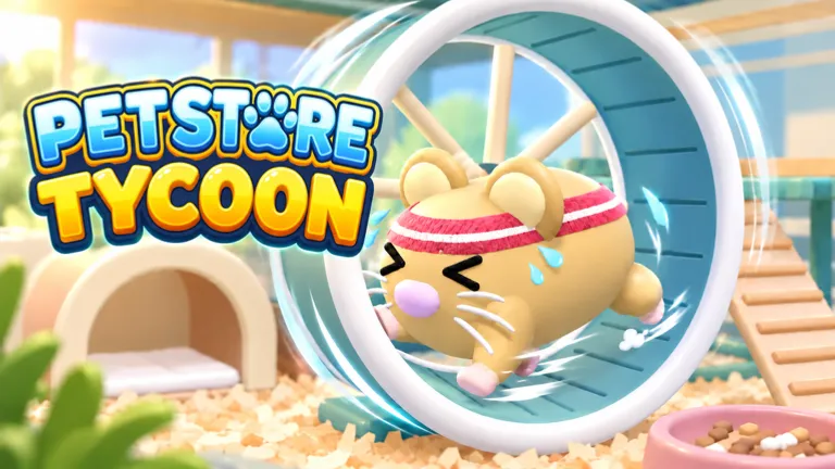Pet Store Tycoon hamster running inside an exercise wheel
