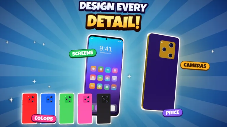 phone design screen labeling screens, cameras, colors and price