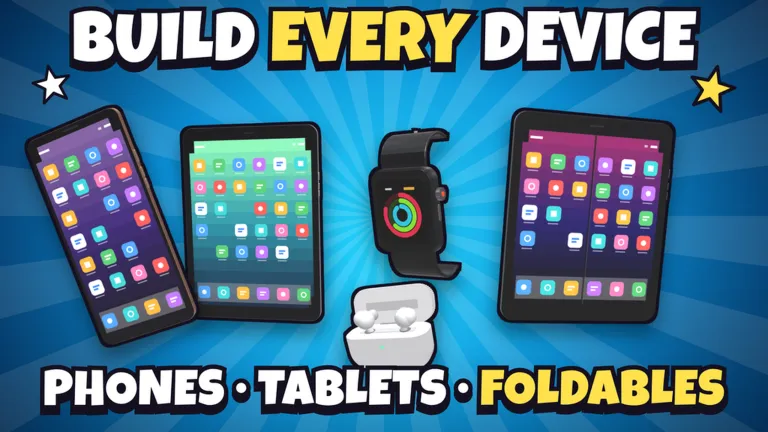 phones, tablet, smartwatch and earbuds under the words build every device