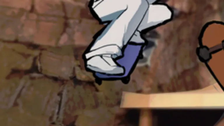 White-outfit skater carrying a purple board beside the ramp