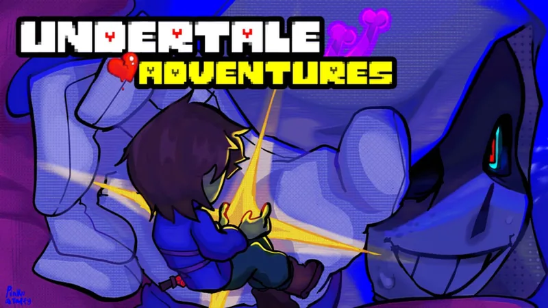 Official Undertale Adventures X artwork showing Sans and Chara in the game's key art