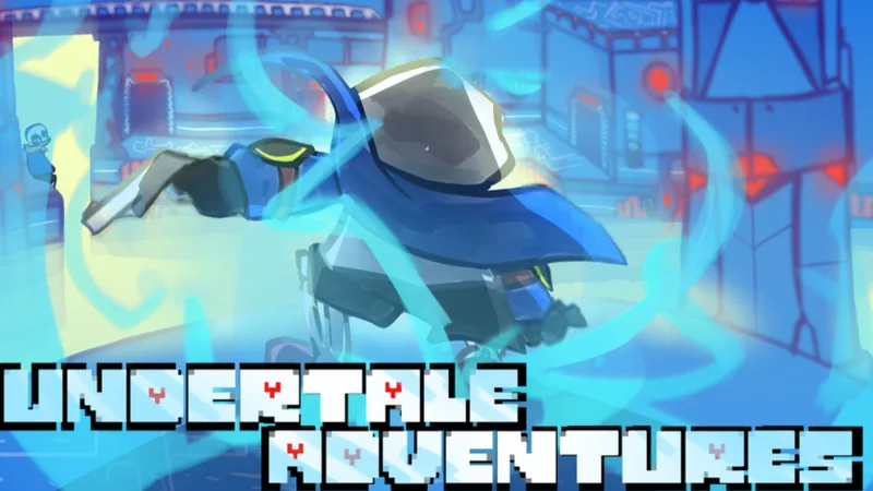 Official Undertale Adventures X key art with Sans and Chara in the banner illustration
